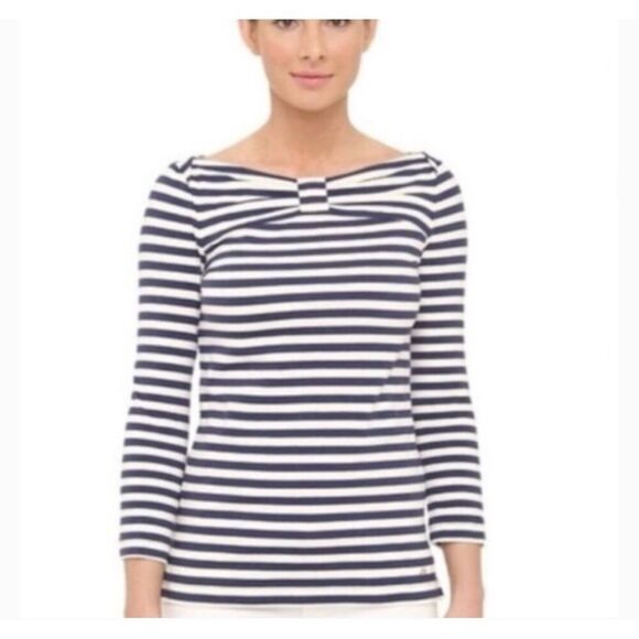 ✨Kate Spade Blue & White Striped Long Sleeve Wheaton Casual Sz Small Top✨ - Picture 2 of 10